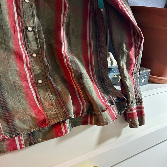 Point Zero Men's Red and Tan Striped Casual Shirt XL - Picture 4 of 16